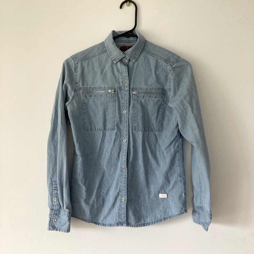 7 For All Mankind Chambray Blue Shirt Large